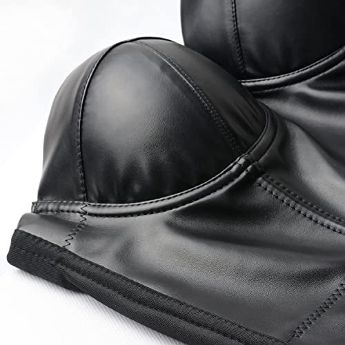 ELLACCI PU Leather Bustier Crop Top Gothic Punk Push Up Women's Corset Top Bra Black X-Small - Image 4