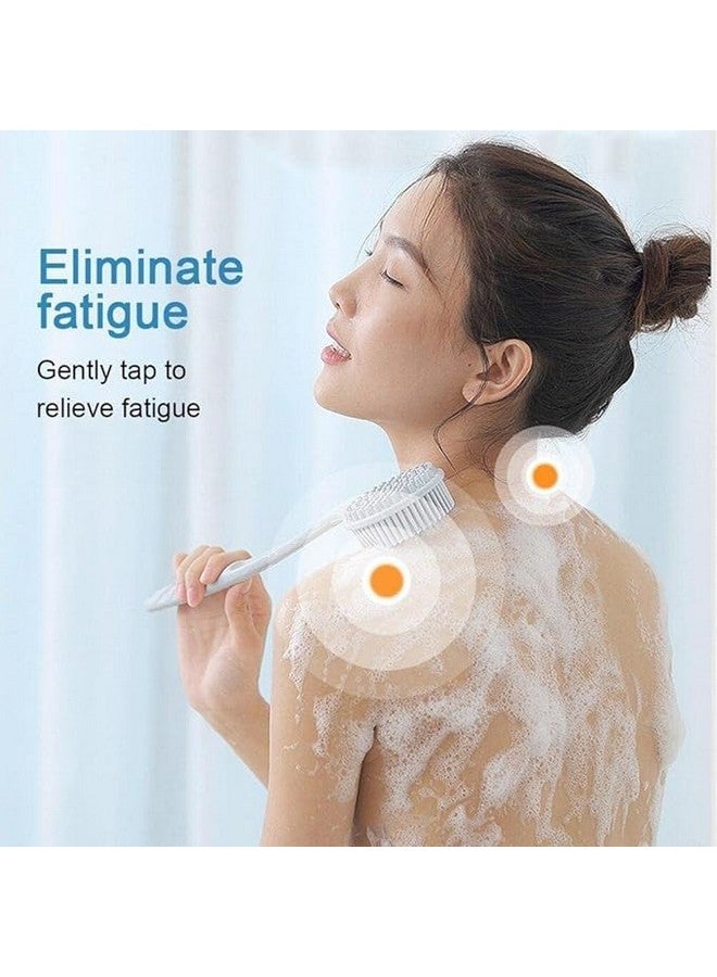 Simxen Fashion Bathing Brush Practical Back Cleaning Scrubber Back Rubbing Silicone Body Double Sided Long Handle Anti-slip Shower Bath Brush 100% BPA-Free, Hypoallergenic, Eco-Friendly - Image 3