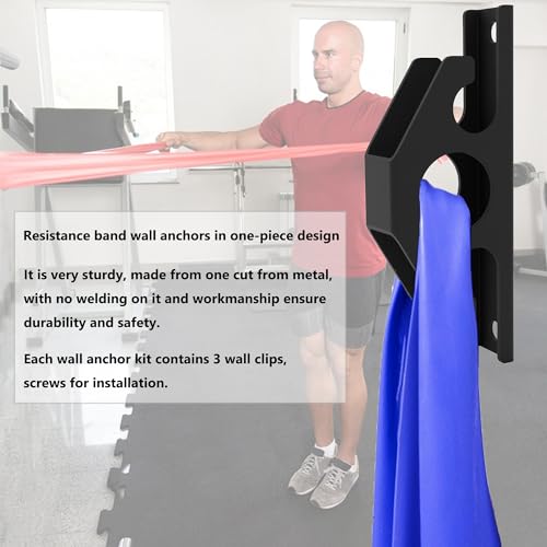 Wpbhk 3PCS Resistance Band Wall Anchors, Wall Mounted Anchors for Resistance Bands, Wall Mount Workout Anchors for Home Gym Workouts, Strength Training, Physical Therapy - Image 2