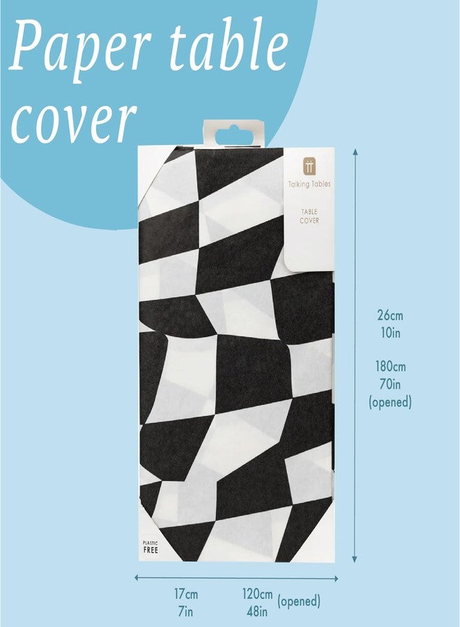 Talking Tables | 120x180 Black & White Alice in Wonderland Paper Table Cover | Disposable Tablecloth, Home Recyclable, Supplies for Mad Hatter Tea Party, Onederland Birthday, Mother's Day, Baby Shower - Image 3