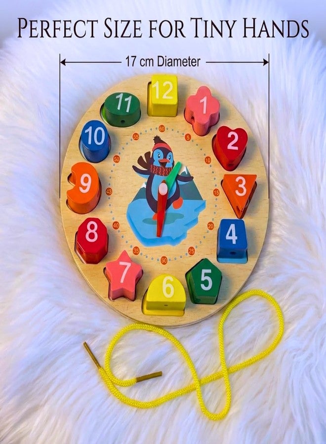 BrainyTots Kids Wooden Shape Color Sorting Clock Teaching Time Number Blocks Clock Shape Patterns Sorting Puzzle Montessori Early Learning Educational Toy Gift for Toddler Baby Kids 3+ - Image 4