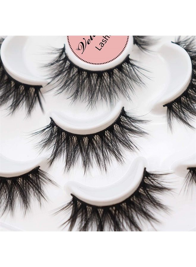 Veleasha 3D Faux Mink Lashes Full Fluffy Volume Eyelashes Long Thick Crossed Fake Eyelashes Fluffy False Eyelashes Handmade Soft Lashes For Makeup Reusable 10 Pairs Pack | V06 - Image 4