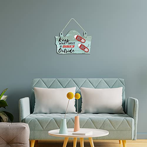 Artvibes Keep Your Shoes & Attitude Outside Printed Wooden Wall Hanging | Quotes Decor Item | Welcome Hanging For Door Entrance | Wall Poster | Door Hanging Art Items | Wall Art Print (WH_3708N) - Image 3