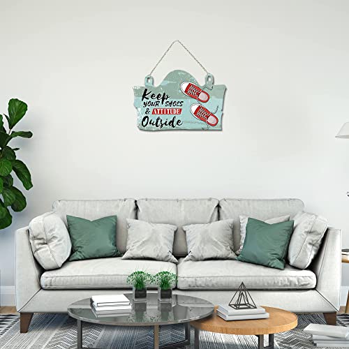 Artvibes Keep Your Shoes & Attitude Outside Printed Wooden Wall Hanging | Quotes Decor Item | Welcome Hanging For Door Entrance | Wall Poster | Door Hanging Art Items | Wall Art Print (WH_3708N) - Image 4