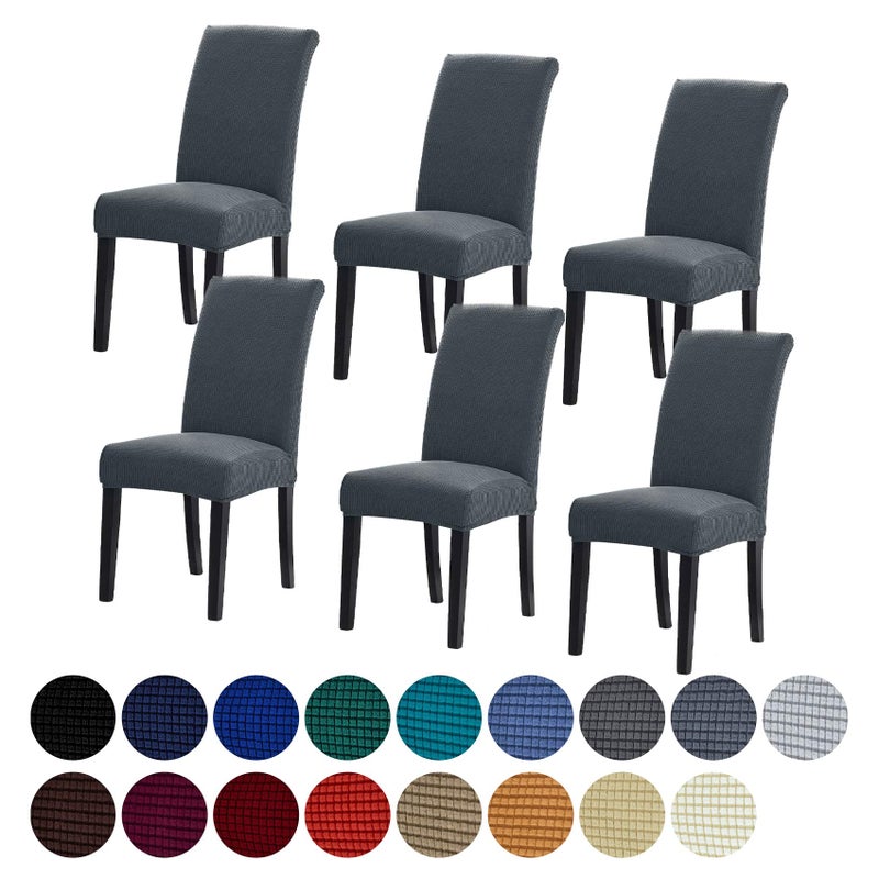 Howhic Stretch Chair Covers for Dining Room Set of 6 Removable Washable Dining Room Chair Covers Dining Chair Slipcovers Seat Protector Great Home Decor and Banquet Upholstery Gray 6 Pack