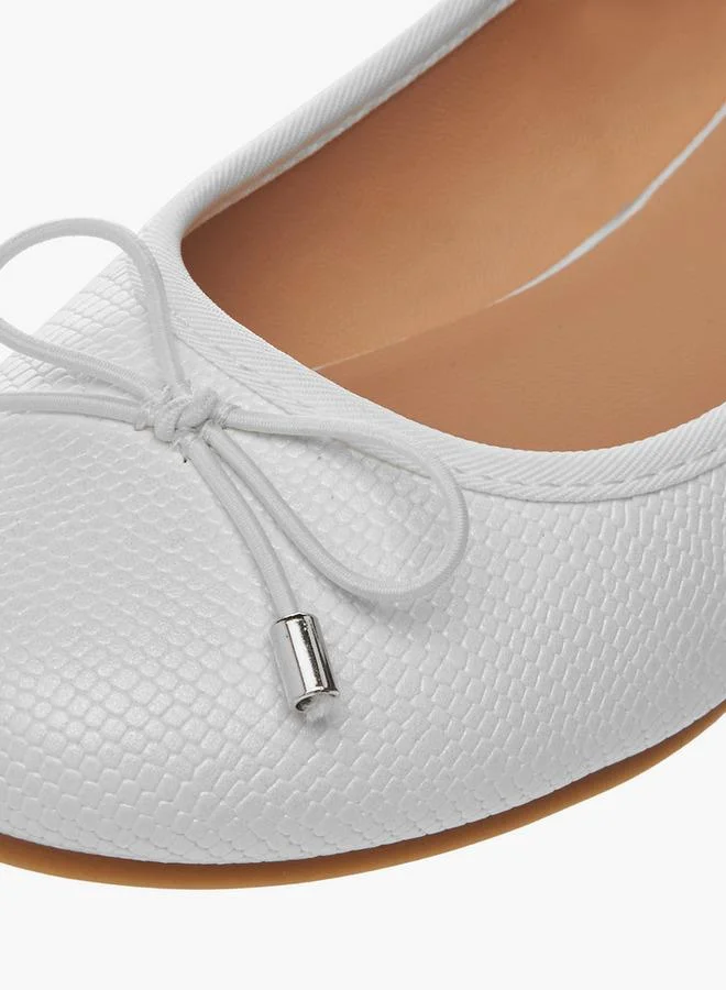 Little Missy WHITE Bow Accent Slip-On Ballerina Shoes for Women | Best Price UAE