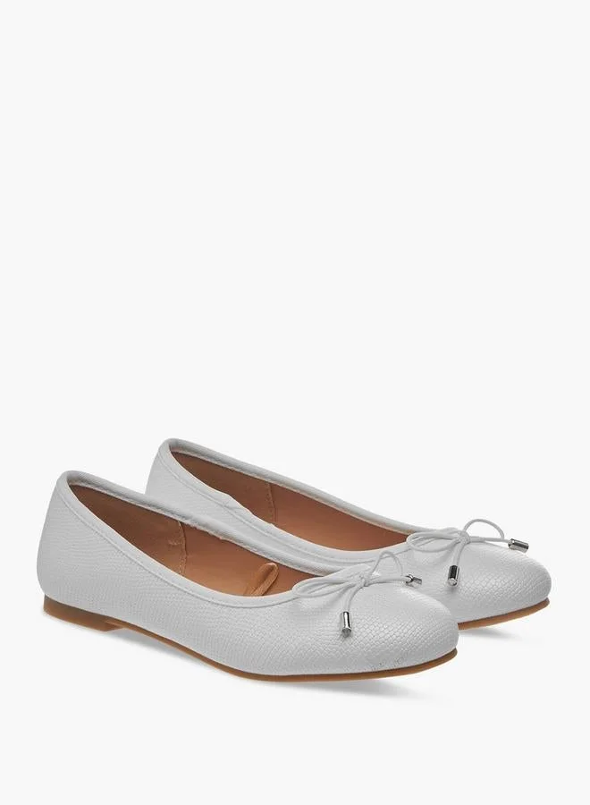 Little Missy WHITE Bow Accent Slip-On Ballerina Shoes for Women | Best Price UAE