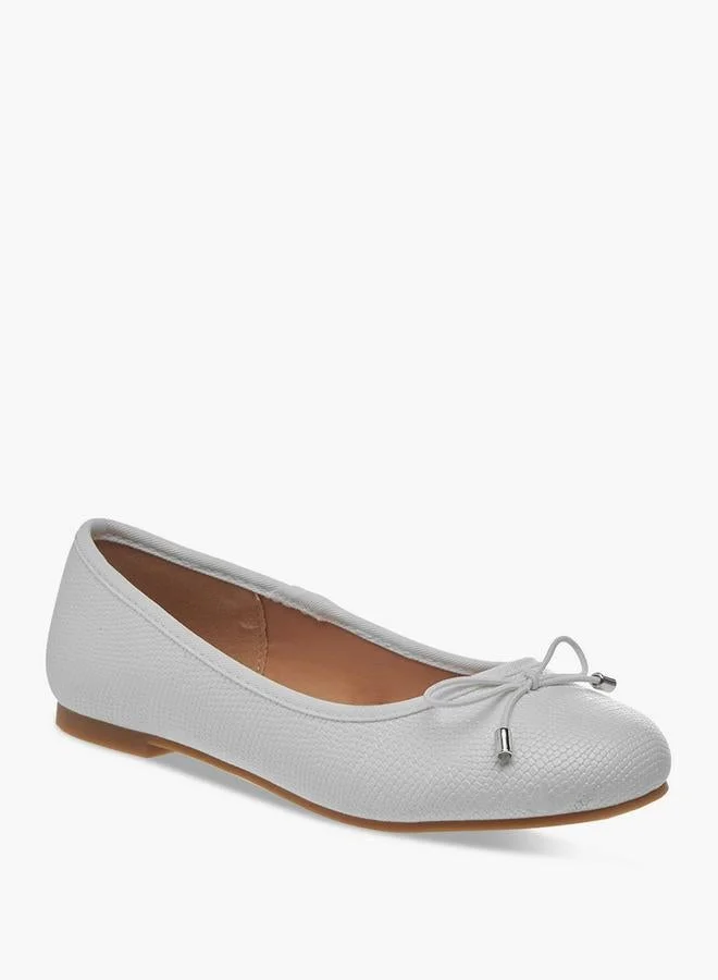 Little Missy WHITE Bow Accent Slip-On Ballerina Shoes for Women | Best Price UAE