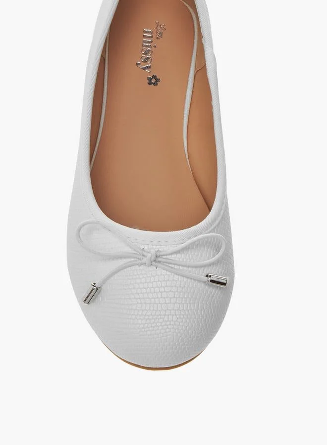 Little Missy WHITE Bow Accent Slip-On Ballerina Shoes for Women | Best Price UAE