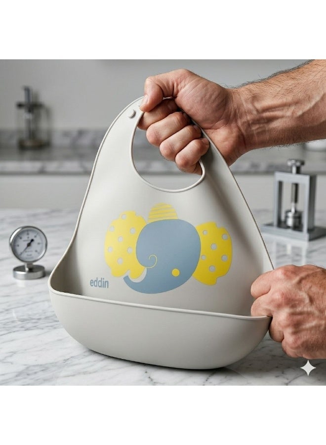 Baby Silicone Bib Waterproof Fade-Resistant Easy to Clean with Deep Food Catcher Pocket Adjustable BPA Free Soft Flexible Feeding Bib for Babies Toddlers Daily Feeding Travel and Home Use - Image 3