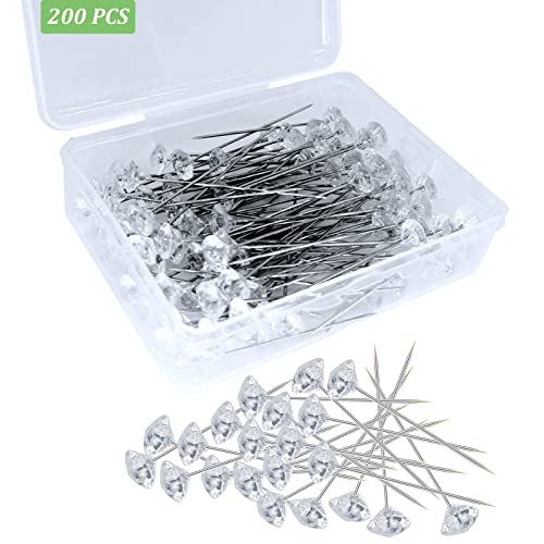 Sunenlyst 200PCS Corsage Boutonniere Pins, Sewing Corsages Flower Pins, Long 2inch Floral Diamond Rhinestones Pins, Straight Head Pins for Wedding, Jewelry DIY Decoration, Quilting and Craft by Sunenlyst - Image 1