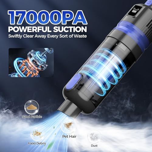 Filigo Handheld Vacuum Cordless Rechargeable 2-Speed Modes| 3-in-1 Portable Cordless Vacuum Cleaner with Charging Dock, for Car Home Office and Pet Hair（Blue） - Image 2