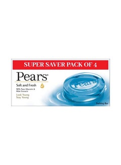 Pears Soft & Fresh Bathing Bar With 98% Pure Glycerine & Mint Extracts For Fresh Glow (125G X 4)  - Image 2