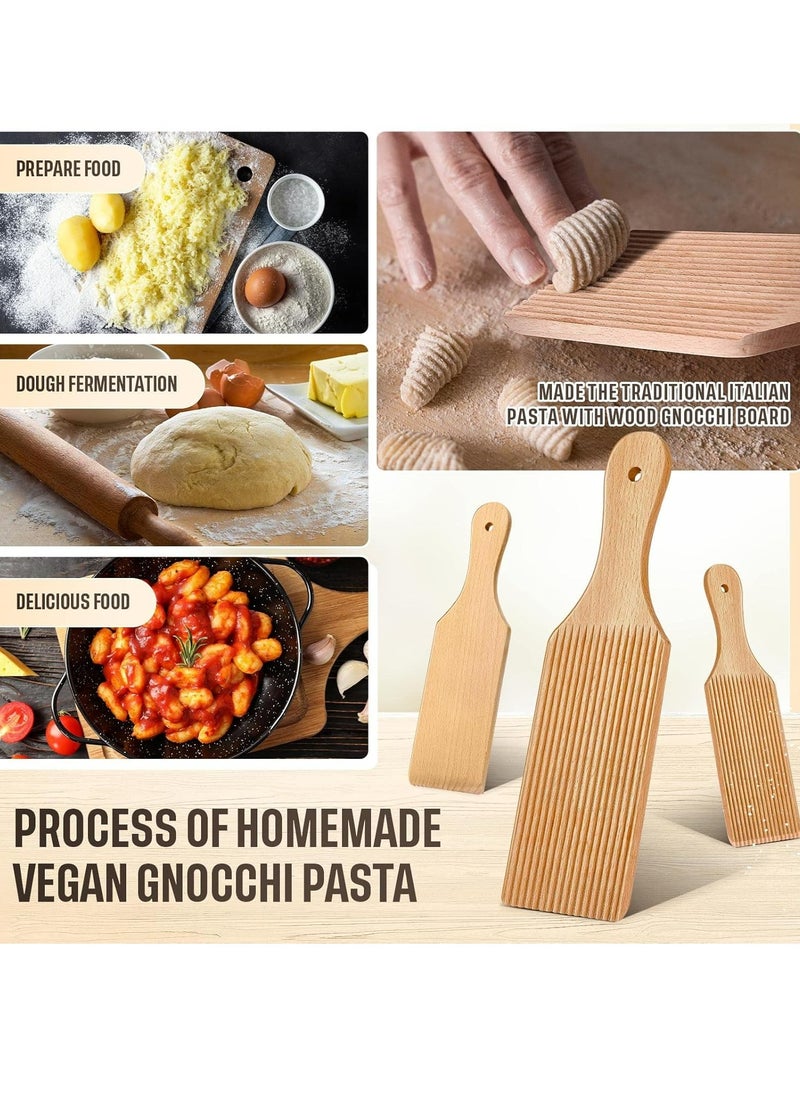 Oasisgalore 3-Pack Gnocchi Boards & Wooden Butter Rollers, 9.1x2.8" Pasta Making Set for Home & Kitchen  - Image 2