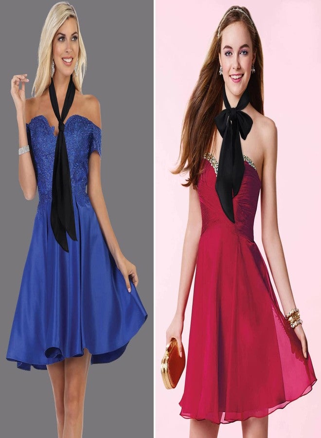 جيرينلي وشاح طويل بلون موحد من جيرينلي، وشاح رفيع نقي، ربطة عنق لحفلات أزياء الخمسينيات، حزام وشاح حريري أسود للشعر (أسود) - Image 3