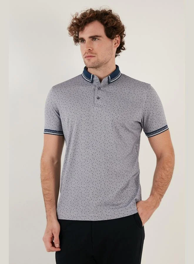 Buratti  Buratti Cotton Blend Patterned Slim Fit Polo Collar T Shirt Men's Polo Collar T-Shirt 646B3200 for Men | Best Price UAE