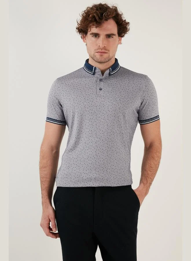 بوراتي تيشيرت بولو رجالي قطن بقصة ضيقة وياقة بولو بنقوشات بوراتي