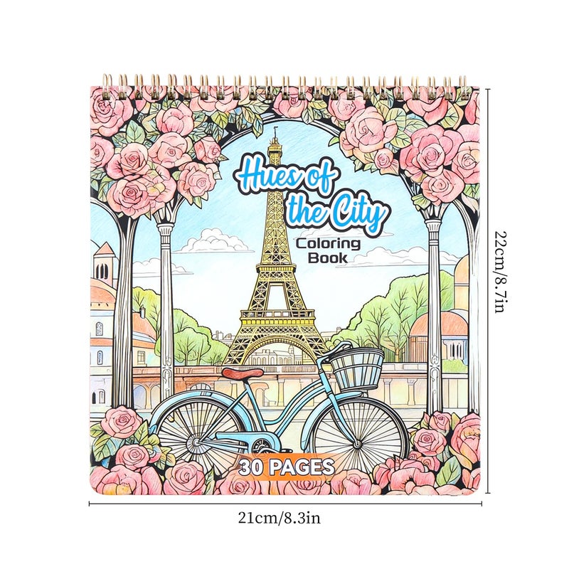 emmoolife Coloring Book for Adult, 30 Pages Hues of The City, Color Urban Street Scenes, Architecture Building Stores, Fun Coloring Activities for Women Teen, Painting Pages for Relax Stress Relief - Image 3