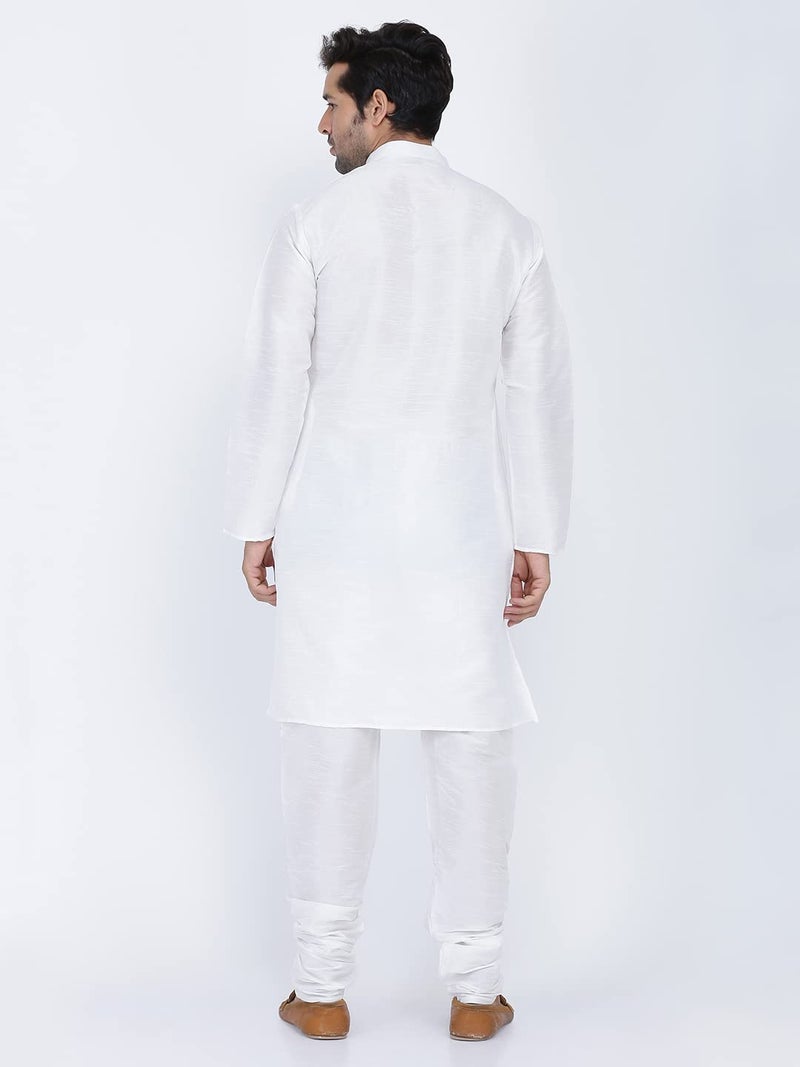 Royal Kurta Men's Silk Blend Kurta & Churidaar Pyjama Set (40, White.) - Image 2