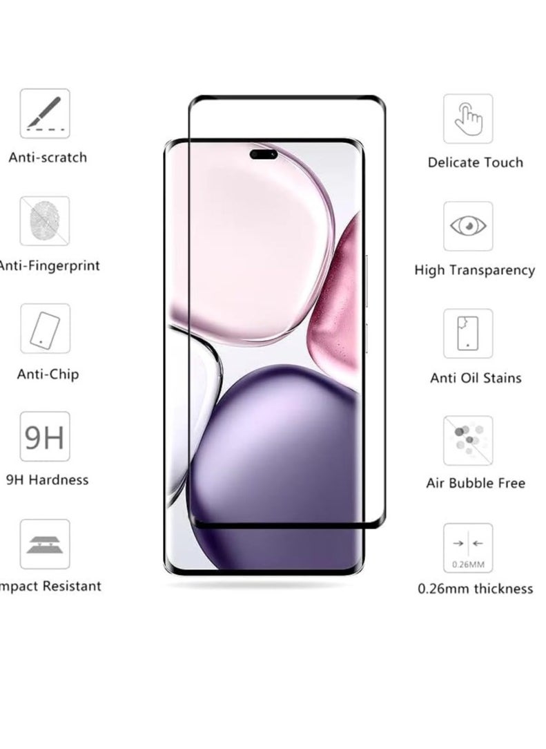 Screen Protector for Honor X9C 5G, Tempered Glass Screen Saver Premium HD Protective, Scratch Resistant, NO-Bubble, 9H Hardness, Full Coverage Film black