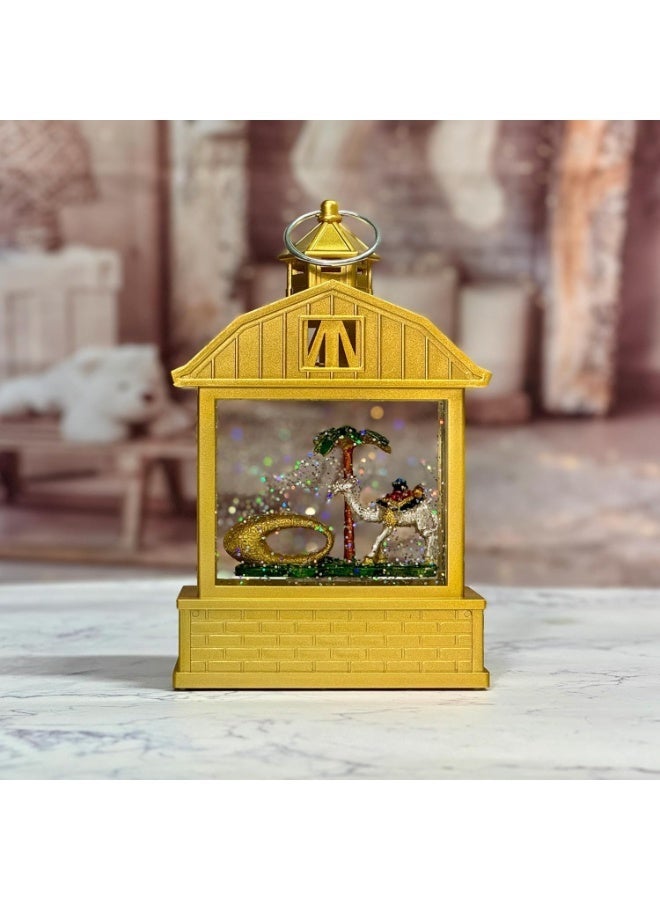 DYD Dubai Water Globe Lantern – Featuring Camel, Palm Tree & Museum of the Future | Light-Up Snow Globe with Glitter Swirl | UAE Souvenir & Gift Decor Golden, GMXDB001-2 By DYD Delights - Image 3