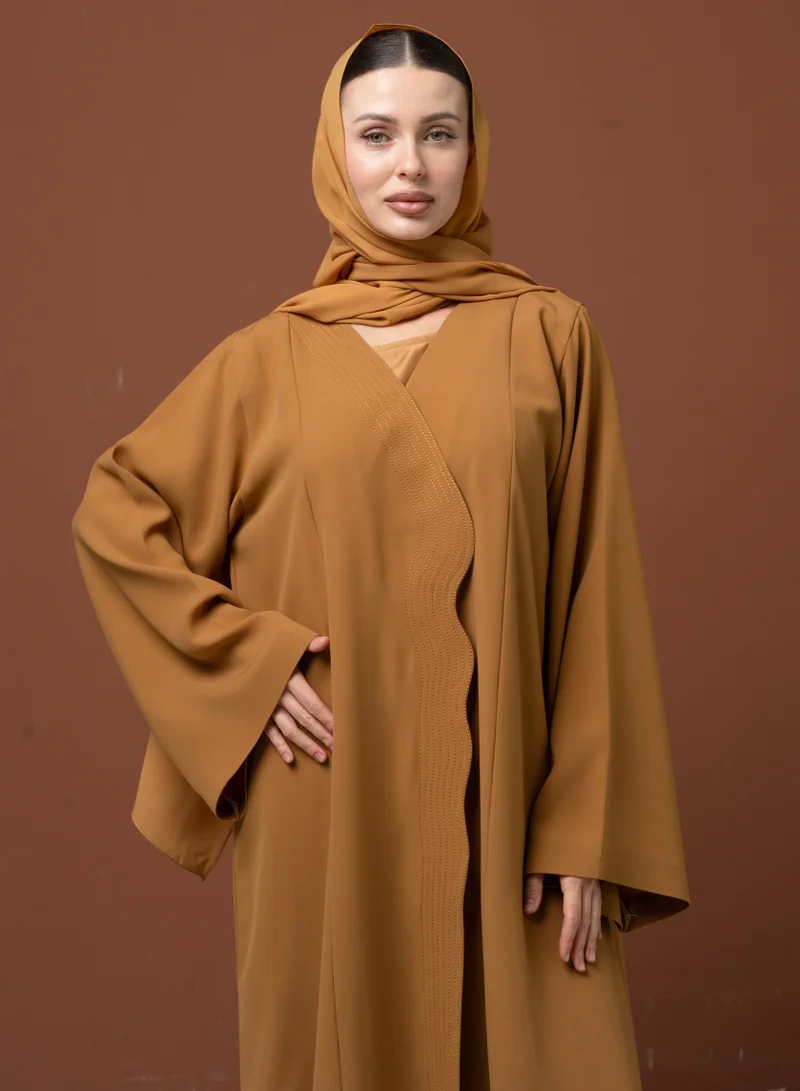 Meem by Mariyah Front open abaya with sheila