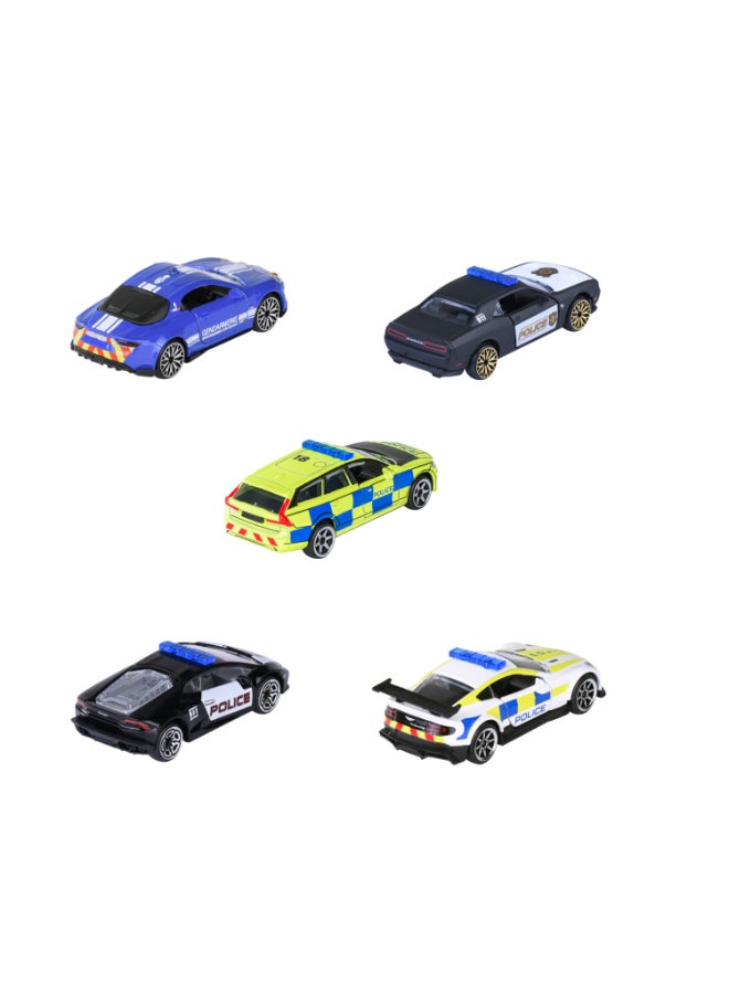 Majorette Rescue World 5 Pieces Diecast Giftpack, 5 International Police Cars, 1:64 Scale Metal Toy Vehicles with Freewheel, Suspension and Opening Parts, 7.5 cm, Ages 3+ - Image 2