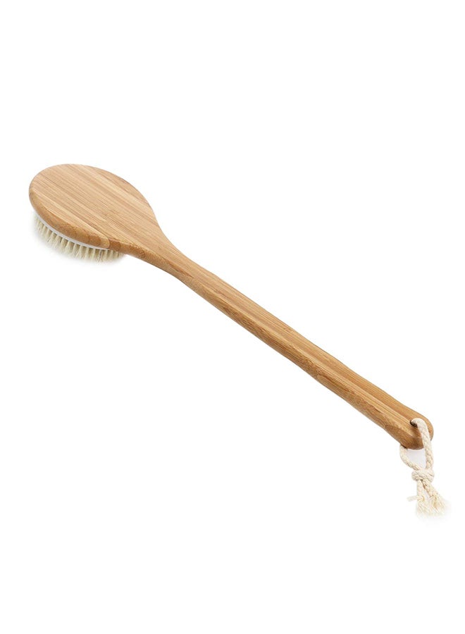 Loquat Body Brush Back Scrubber Bath Brush With Long Bamboo Handle Brown 40 x 7.5 x 2centimeter - Image 1
