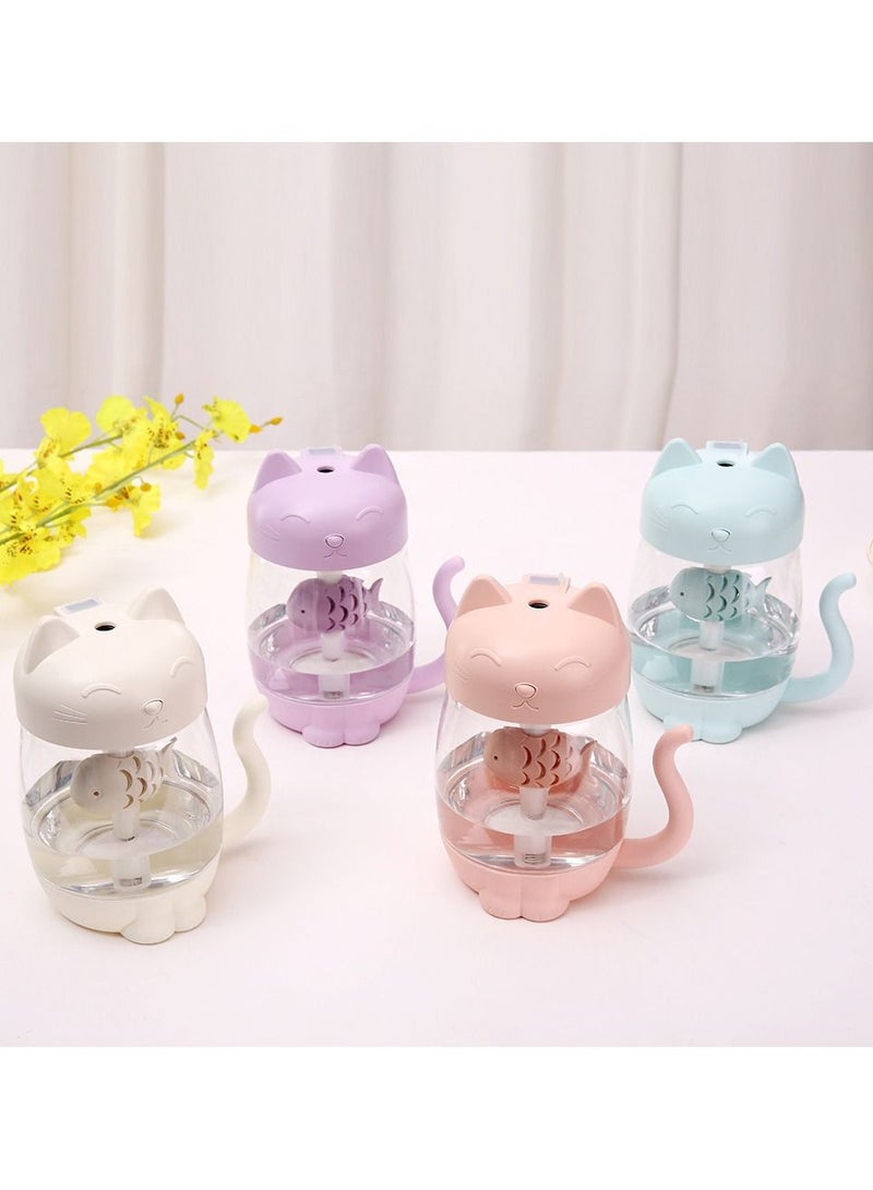 واي آند دي Cute cat humidifier usb three-in-one home desktop office with night light air atomizer blue - Image 2