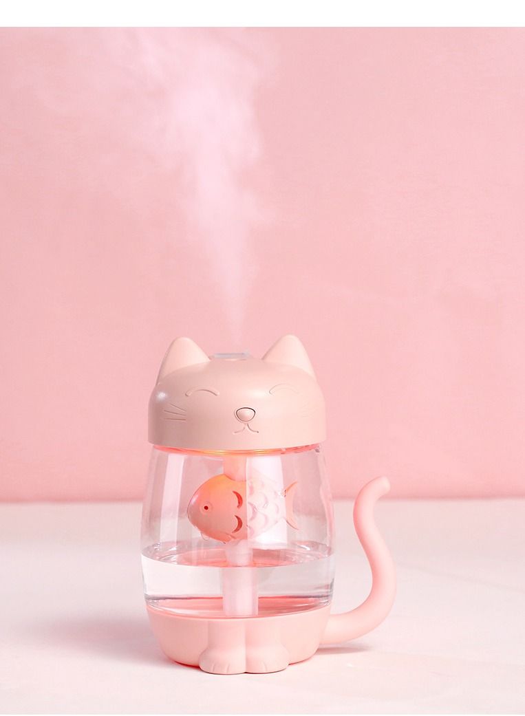 واي آند دي Cute cat humidifier usb three-in-one home desktop office with night light air atomizer blue - Image 5
