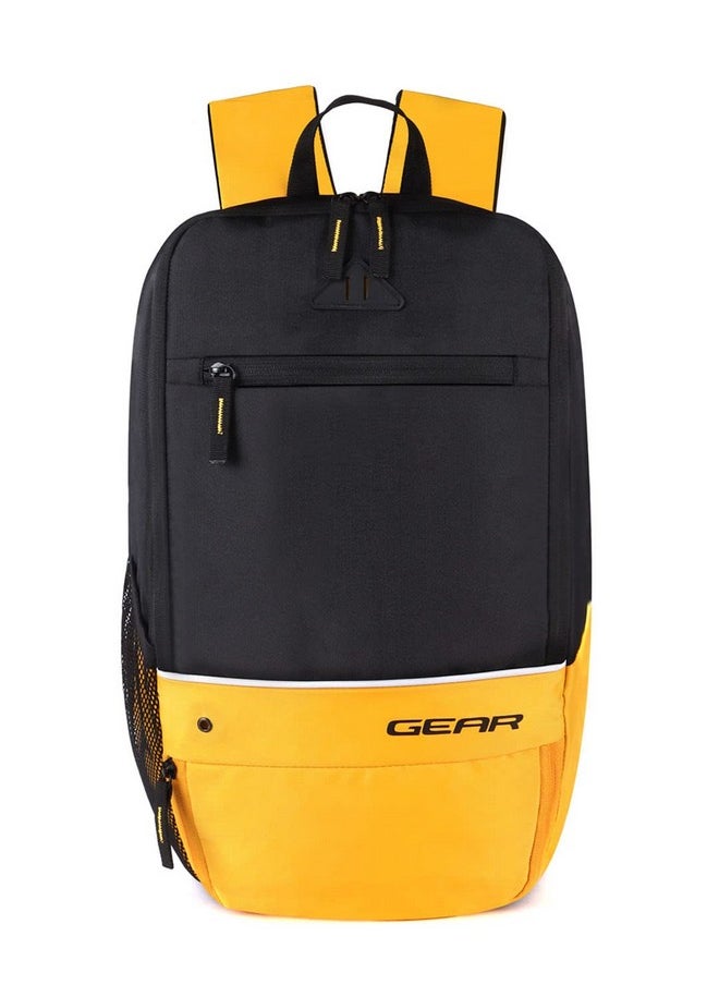 جير - حقيبة مدرسية صغيرة مقاومة للماء من Gear SUPERIOR XL بسعة 17 لترًا/حقيبة ظهر غير رسمية/حقيبة جامعية/حقيبة رياضية مع حجرة للأحذية للرجال/النساء (أسود-أصفر) - Image 1