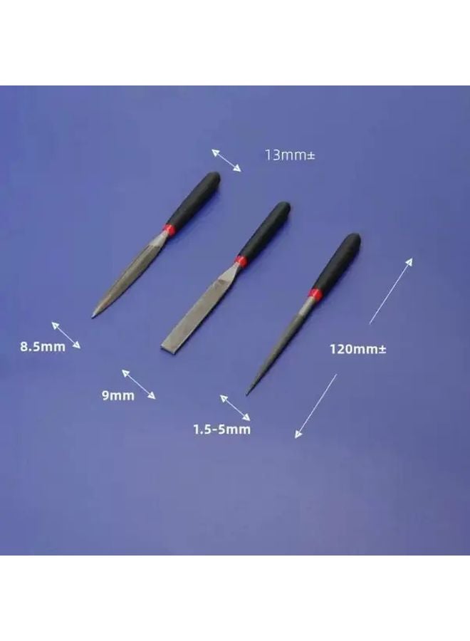 3 قطع مجموعة مبارد فولاذية صغيرة لمجوهرات تلميع المعادن والزجاج ونحت الخشب - Image 1