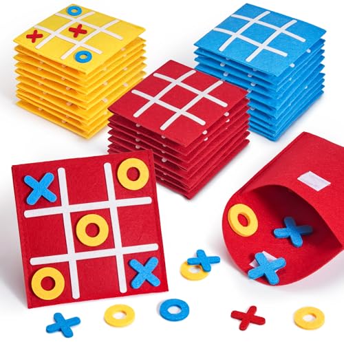 JoyCat 48 Pack Tic Tac Toe Party Favors for Kids Felt Travel Board Games with Storage Pouch Classroom Prizes Goodie Bag Stuffers Birthday Gifts for StudentsClassic - Image 1