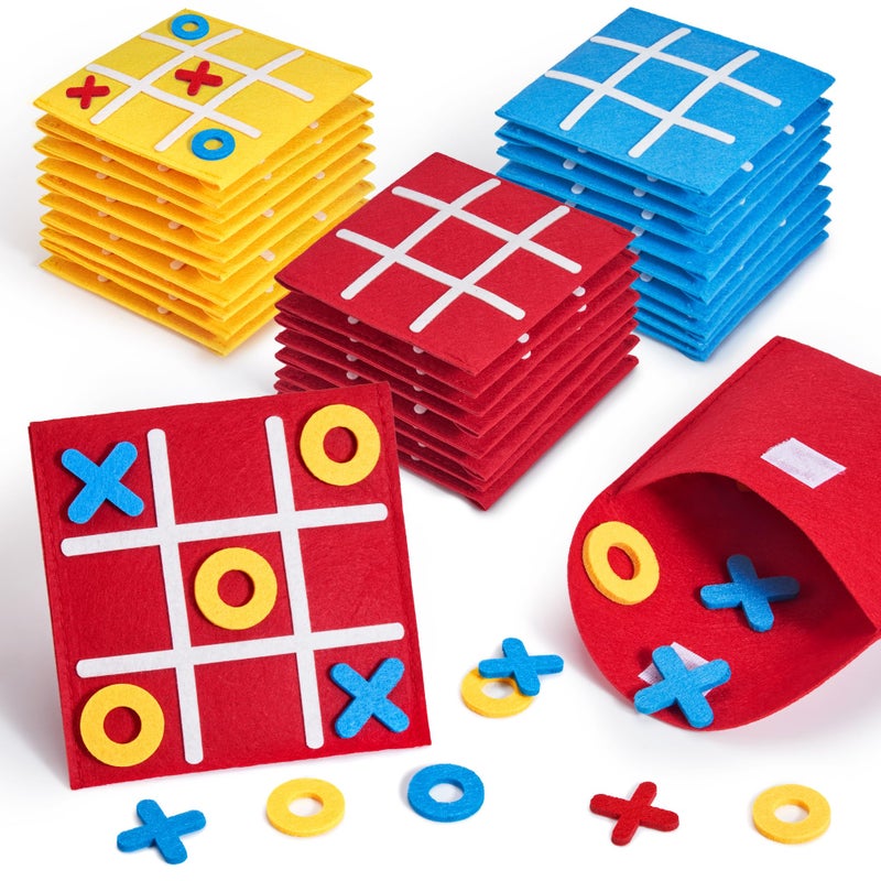 JoyCat 48 Pack Tic Tac Toe Party Favors for Kids Felt Travel Board Games with Storage Pouch Classroom Prizes Goodie Bag Stuffers Birthday Gifts for StudentsClassic - Image 2
