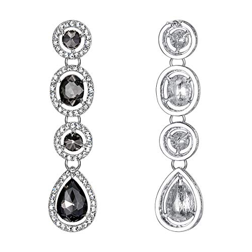 EleQueen Women's Austrian Crystal Art Deco Teardrop Party Long Dangle Earrings Black-tone Black - Image 4
