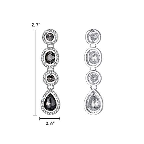 EleQueen Women's Austrian Crystal Art Deco Teardrop Party Long Dangle Earrings Black-tone Black - Image 2