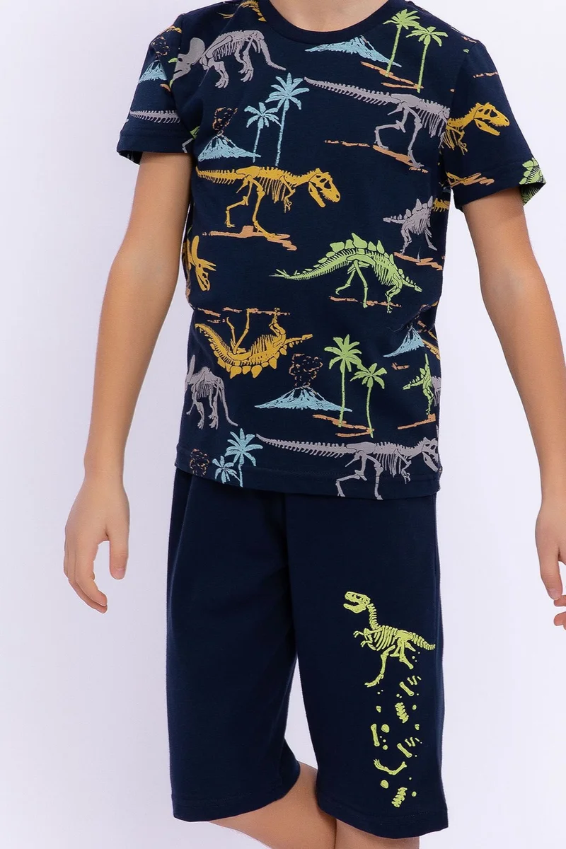 روليبولي Dinosaur Navy Blue Boys Bermuda Suit