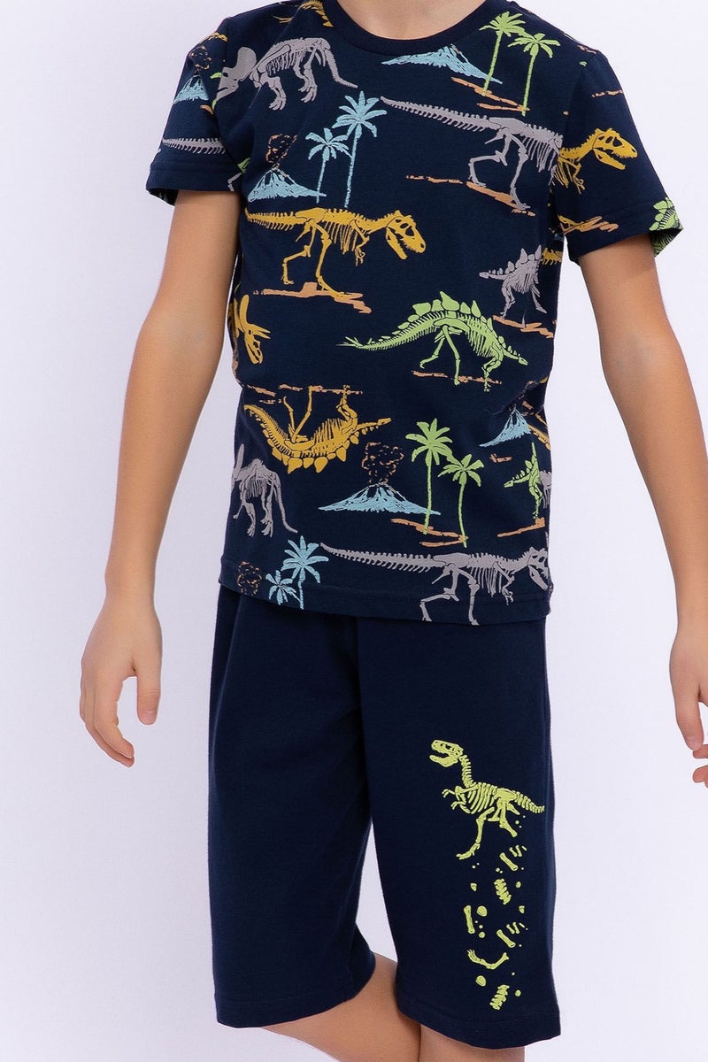 RolyPoly Dinosaur Navy Blue Boys Bermuda Suit  - Image 3