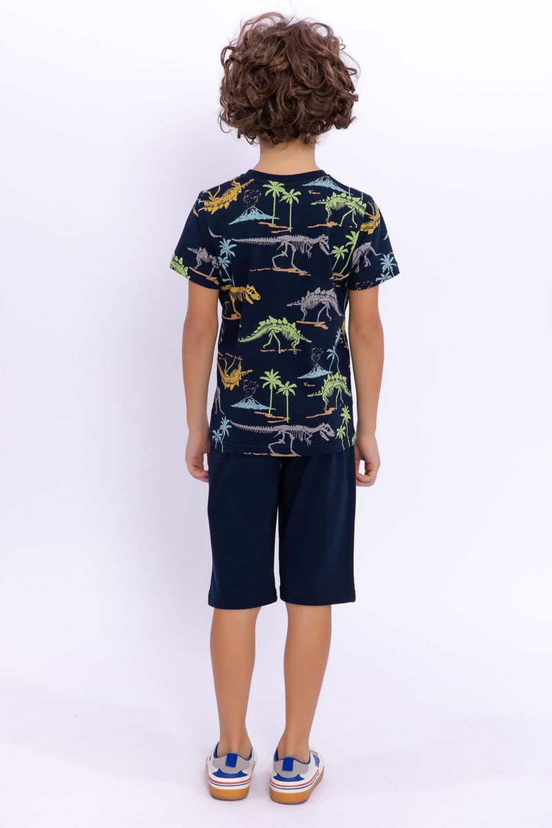 RolyPoly Dinosaur Navy Blue Boys Bermuda Suit  - Image 5