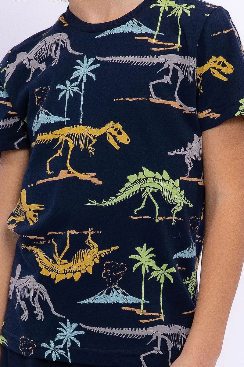 روليبولي Dinosaur Navy Blue Boys Bermuda Suit