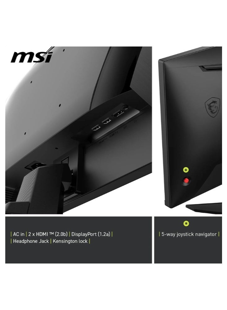 MSI MAG 255F E20 | 24.5-Inch FHD 1920x1080 Gaming Monitor | 200Hz | HDR Ready, AMD FreeSync Premium, Eye Care, AI Vision | HDMI 2.0b, DP 1.2a, Frame-Less, Tilt Adjustable, Vesa Mount | Black image 8