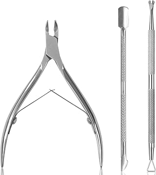 Sularpek Cuticle Remover Tool Set with Cuticle Cutter and Cuticle Pusher 3 in 1 Professional Cuticle Remover Cuticle Scissors Stainless Steel Nail Care Tool for Manicure and Pedicure Silver - Image 1