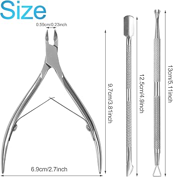 Sularpek Cuticle Remover Tool Set with Cuticle Cutter and Cuticle Pusher 3 in 1 Professional Cuticle Remover Cuticle Scissors Stainless Steel Nail Care Tool for Manicure and Pedicure Silver - Image 2