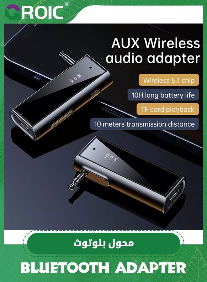 GROIC 2 in 1 Car Bluetooth 5.1 Receiver,Aux Adapter for with Display Screen, Suitable Cars, Speakers, Stereo Systems and Headphones - Image 5