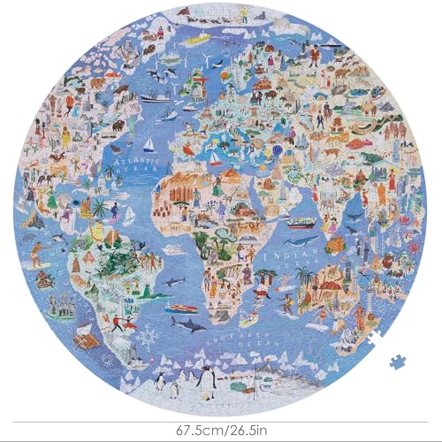 bopster Jigsaw Puzzles for Adults 1000 Piece World Map Round Puzzle - Map of The World Jigsaw 1000 Piece Jigsaw Puzzles for Adults and Kids - Geography Gifts by bopster - Image 5