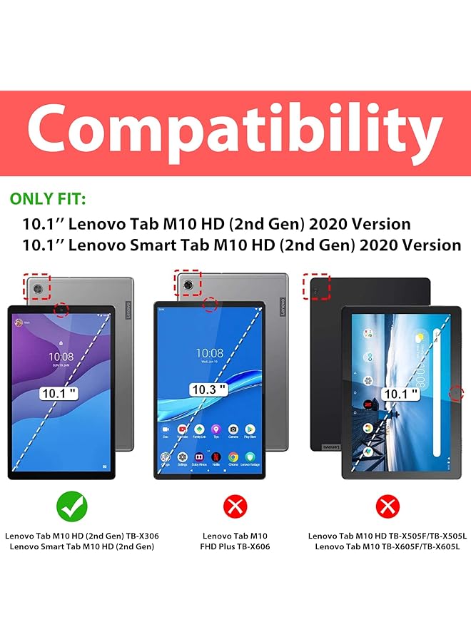 Procases 2 Pack Screen Protector For Lenovo Tab M10 Hd 2Nd Gen Tb X306X Smart Tab M10 Hd 2Nd Gen Tb X306F 10.1 Inch 2020 Release Tempered Glass Screen Film Guard Screen Protector –Clear - Image 3