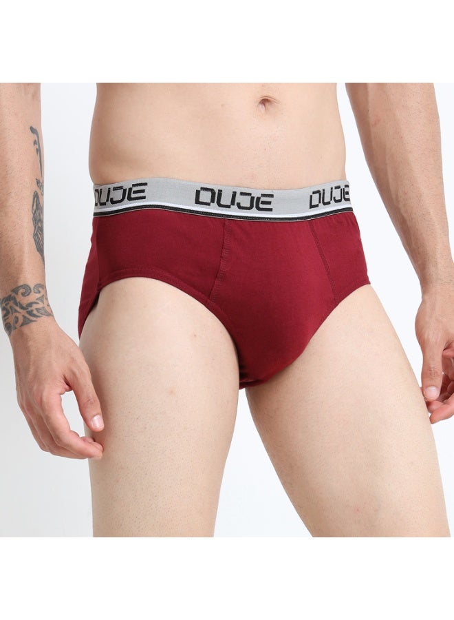 DUJE Men’s Brief OE (Outer Elastic) (3-Pack Combo 4 – Maroon, Grey & Blue) | 100% Combed Cotton | Breathable, Sweat-Absorbing, Anti-Bacterial & Odour-Free Daily Comfort Innerwear - Image 3