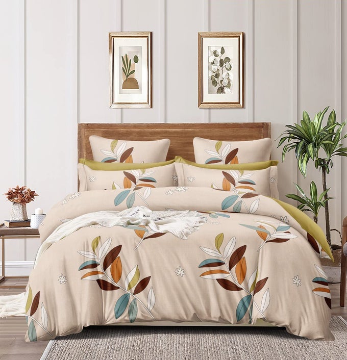 BROWN LEAVES DOUBLE BED COMFORTER SIZE 216X230CM