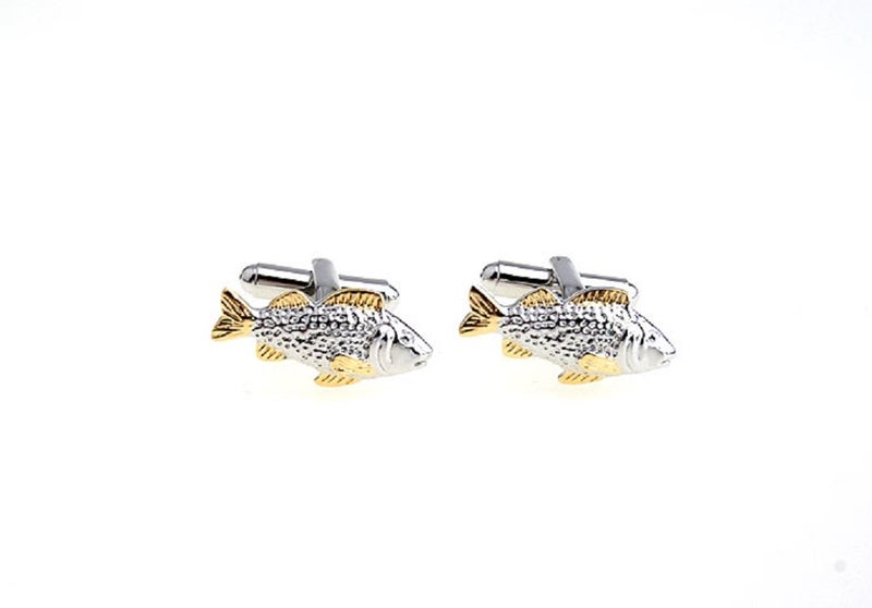MRCUFF Fish 2 Tone Pair Fishing Cufflinks in a Presentation Gift Box & Polishing Cloth - Image 3