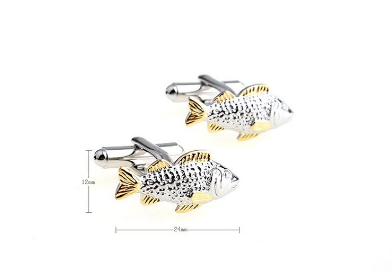 MRCUFF Fish 2 Tone Pair Fishing Cufflinks in a Presentation Gift Box & Polishing Cloth - Image 2